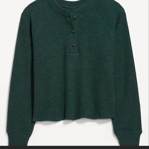 Women's Green Waffle Knit Top